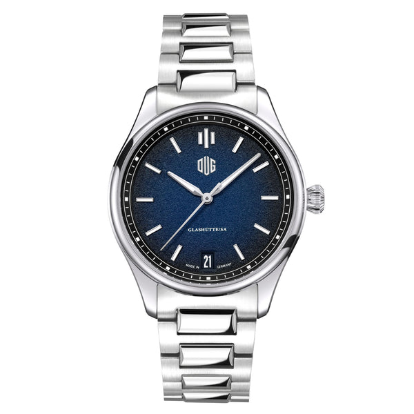 Purist  Typ 1 mit Datum Koenigsblau Edelstahlband