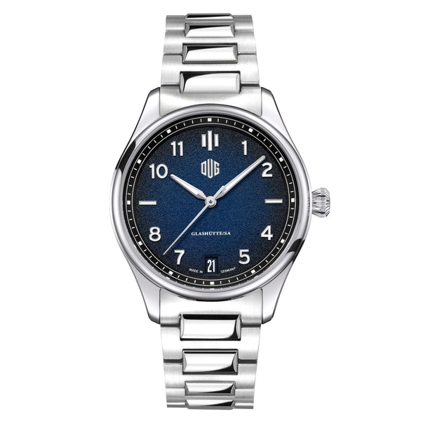 Purist Typ 2 mit Datum Koenigsblau Edelstahlband