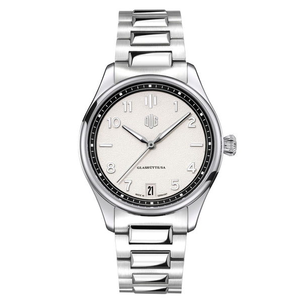 Purist Typ 2 mit Datum Mondweiss Edelstahlband