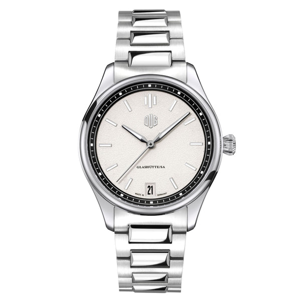 Purist Typ 1 mit Datum Mondweiss Edelstahlband