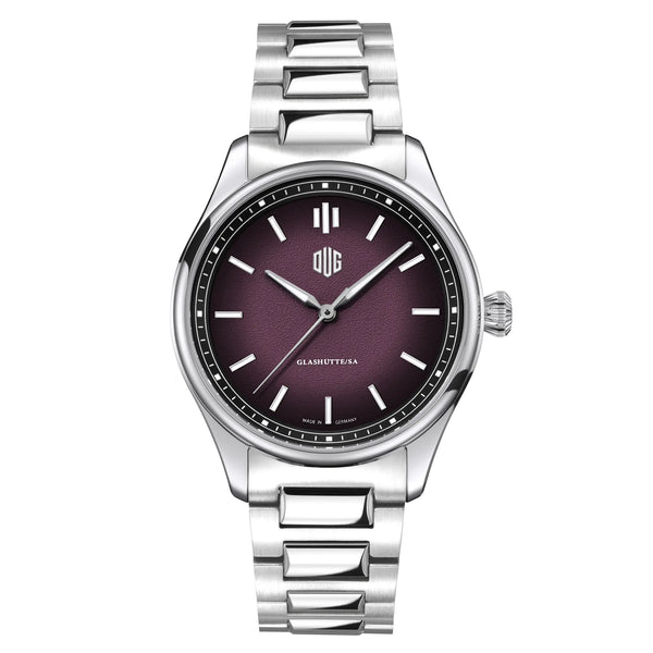 DUG Purist Typ 1 Burgunderrot ohne Datum mit Edelstahlband