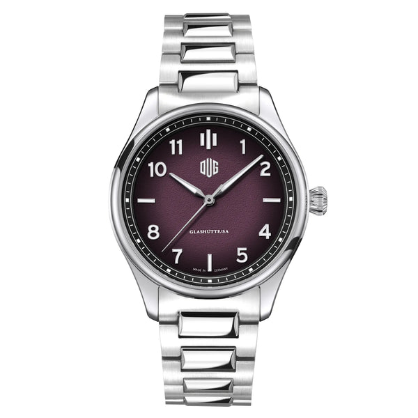 DUG Purist Typ 2 Burgunderrot ohne Datum mit Edelstahlband