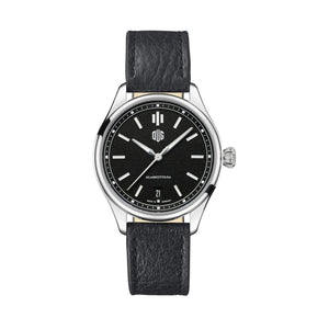 DUG Purist 37 Typ 1 Onyxschwarz mit Datum Echtlederband Schwarz