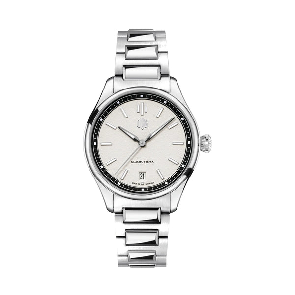 DUG Purist 37 Typ 1 Mondweiß mit Datum Edelstahlband
