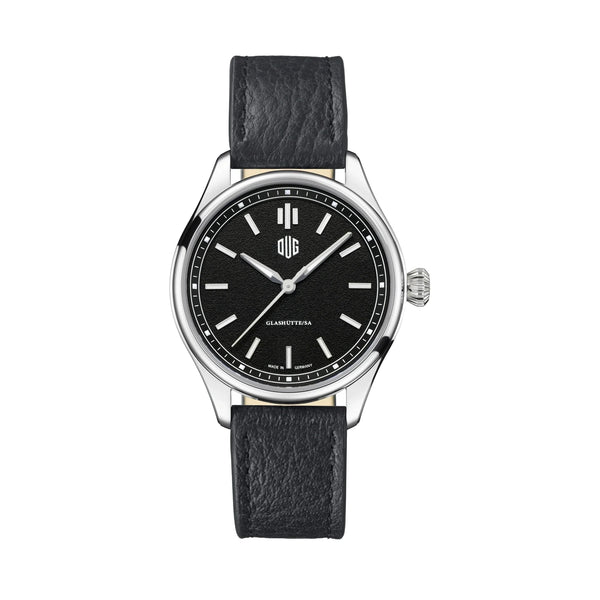 DUG Purist 37 Typ 1 Onyxschwarz ohne Datum Echtlederband Schwarz