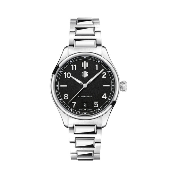 DUG Purist 37 Typ 2 Onyxschwarz mit Datum Edelstahlband