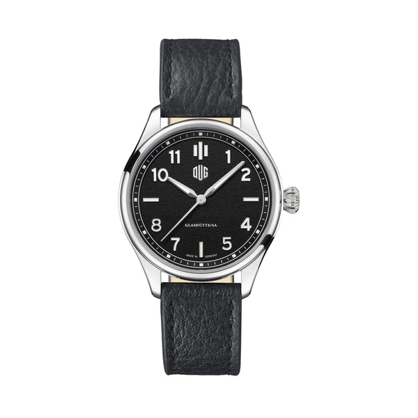 DUG Purist 37 Typ 2 Onyxschwarz ohne Datum Echtlederband Schwarz