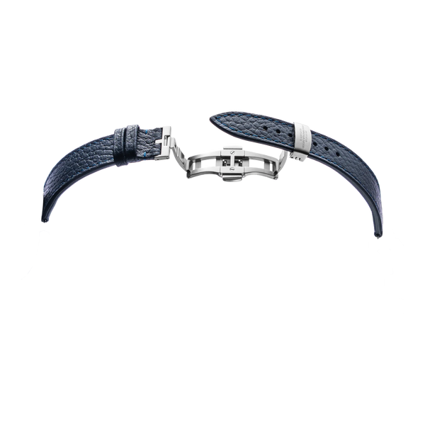 DUG Echtlederarmband Blau mit Edelstahl-Faltschließe – Seitenansicht
