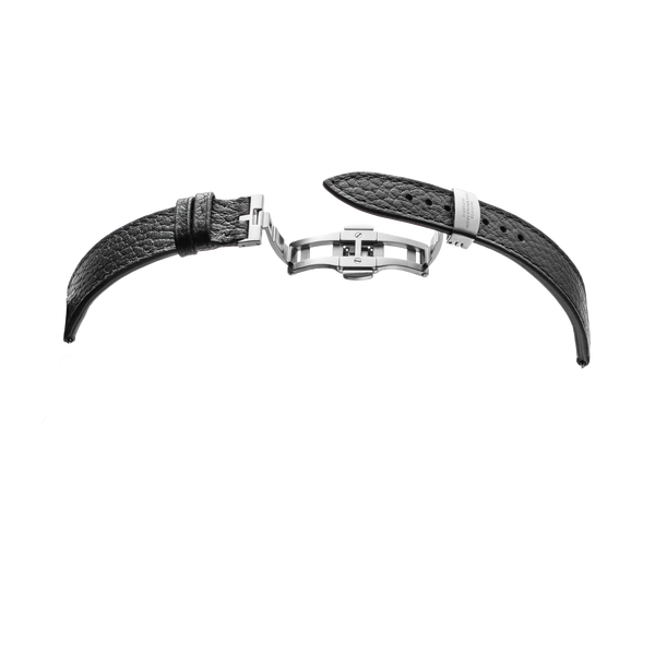 DUG Echtlederarmband Schwarz mit Edelstahl-Faltschließe – Seitenansicht